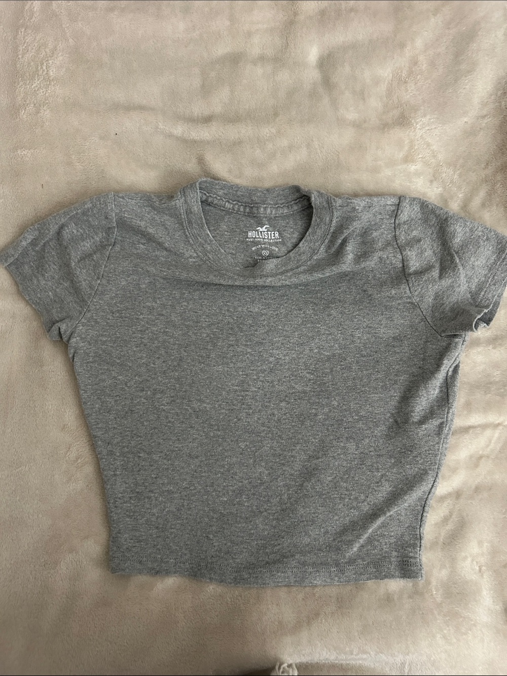 Hollister Gray Cropped Crewneck Tee